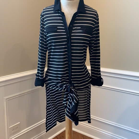 Chico’s Striped Button Down Tunic - Picture 2 of 5